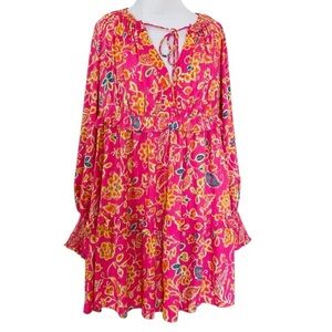 HOUSE OF HARLOW 1960 Dress Pink Floral Printed Mini Balloon Sleeves Small